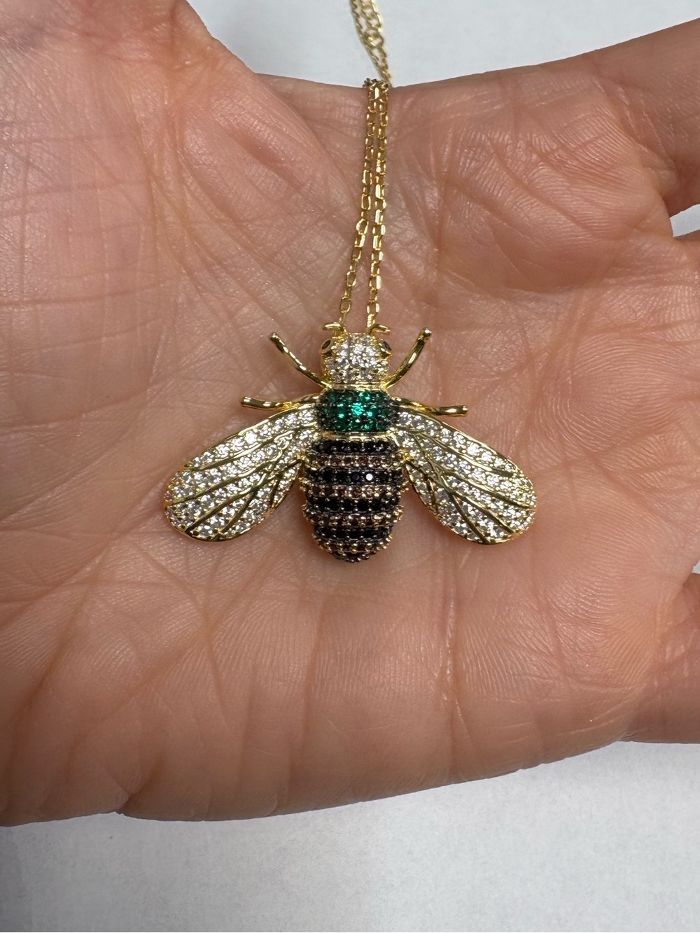 Suzy Levian Sample Yellow Sterling Silver Bee Pendant Necklace NWT